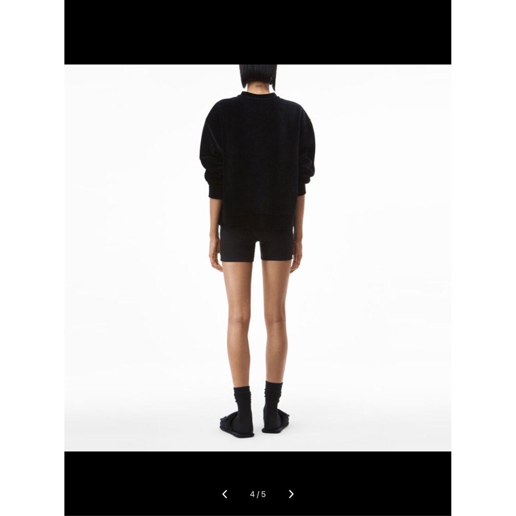 Alexander Wang Alexander Wang.T Black Velvet Long-Sleeve Logo Embroidered S Size M / US 6-8 / IT 42-44 - 8 Thumbnail