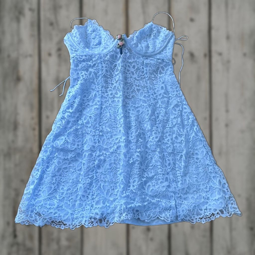 For Love And Lemons Dress NWT Women's Lace One Piece Panties S Blue D11