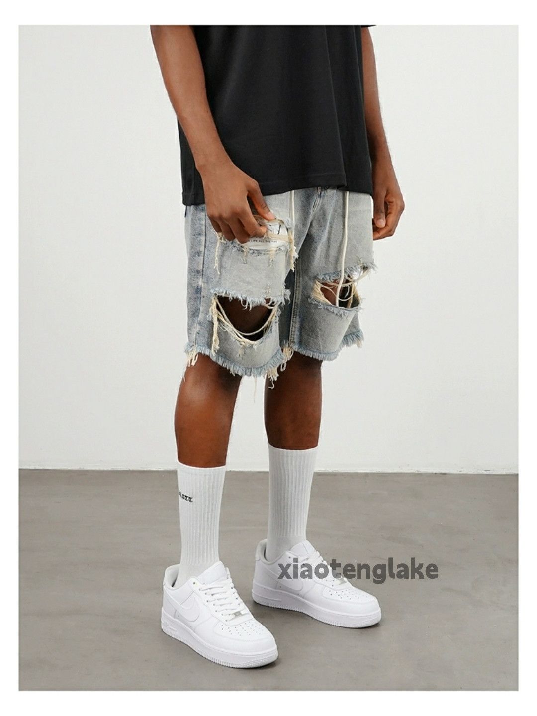 Jean × Vintage washed faded skate hiphop damaged ripped shorts Size US 36 / EU 52 - 1 Thumbnail