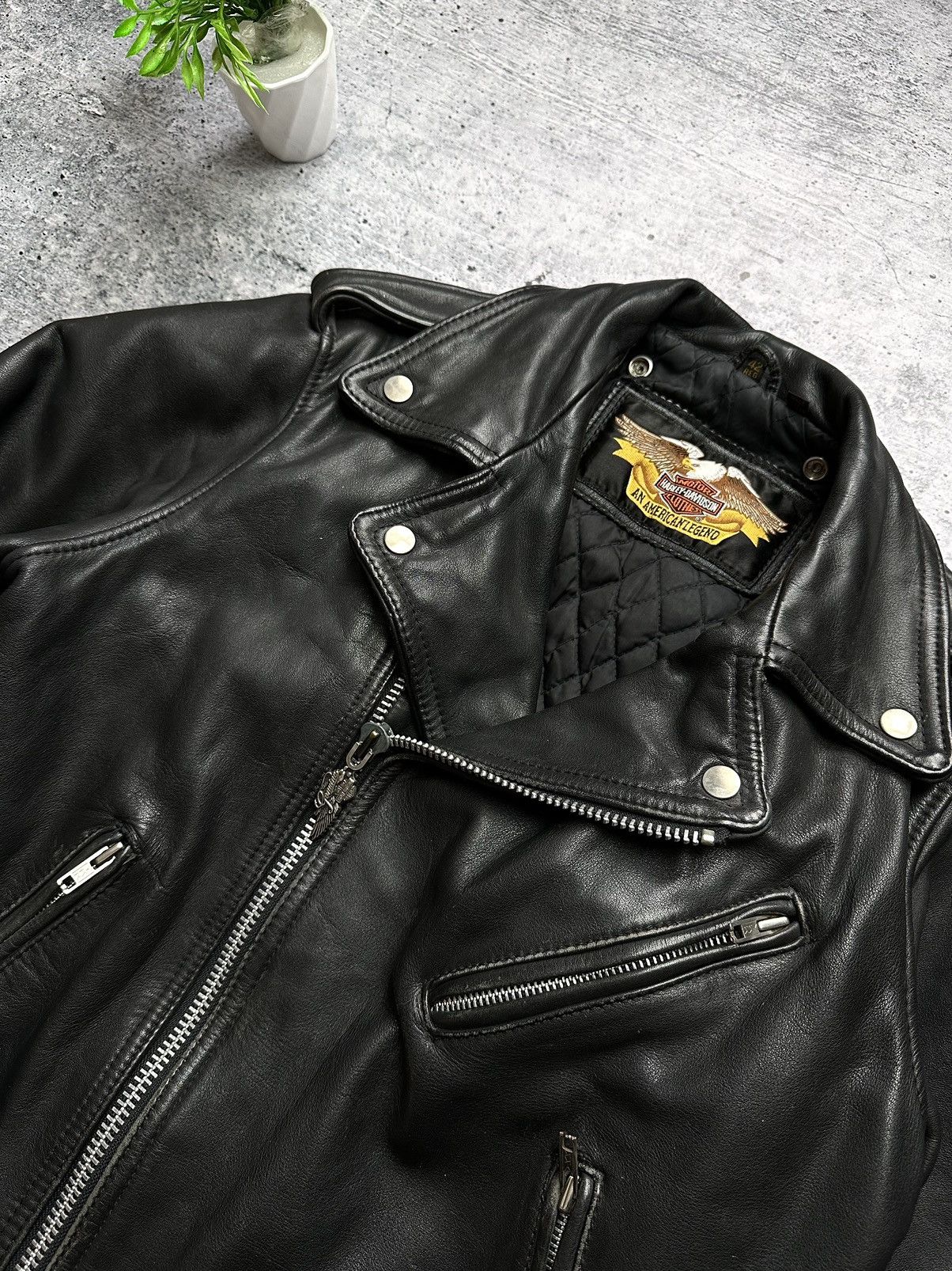 Harley Davidson RARE🔥 Harley Davidson Motorcycle Leather Biker Moto Jacket! Size US S / EU 44-46 / 1 - 4 Thumbnail