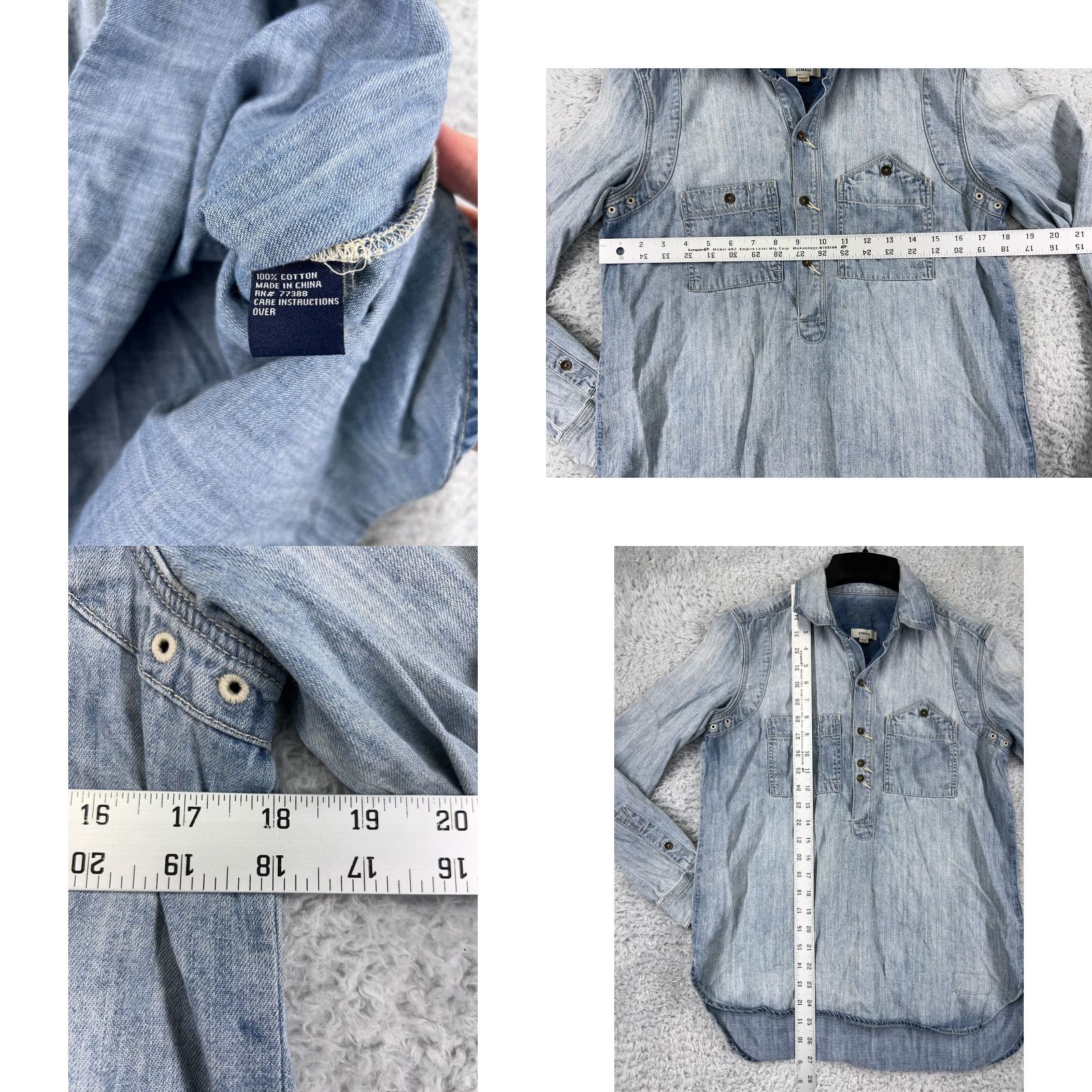 Madewell Madewell Women's Denim Shirt XS Blue Acid Wash Long Sleeve Casual Classic 100% Cotton Size XS / US 0-2 / IT 36-38 - 8 Thumbnail