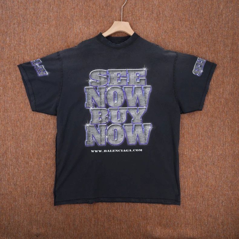 Balenciaga Balenciaga See Now Buy Now Black Washed Short Sleeves Size US L / EU 52-54 / 3 - 1 Thumbnail