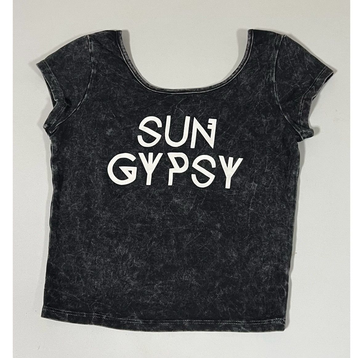 Japanese Brand Wet Seal Acid-Wash ‘Sun Gypsy’ T-Shirt Crop Top Tee Size S ✨ Size S / US 4 / IT 40 - 1 Thumbnail