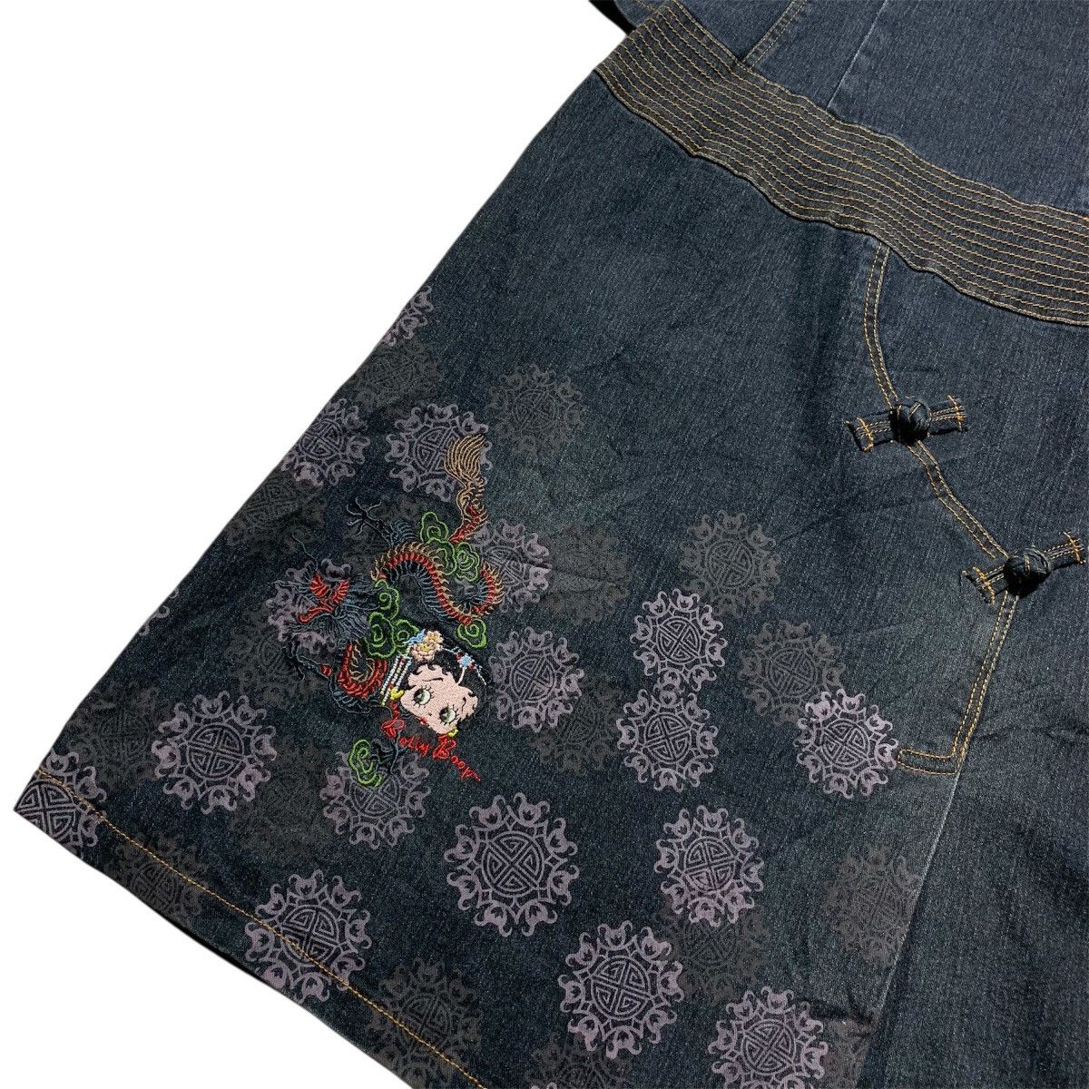 Anime Vtg Betty Boop Cheongsam Embroidery Denim Size L / US 10 / IT 46 - 7 Thumbnail