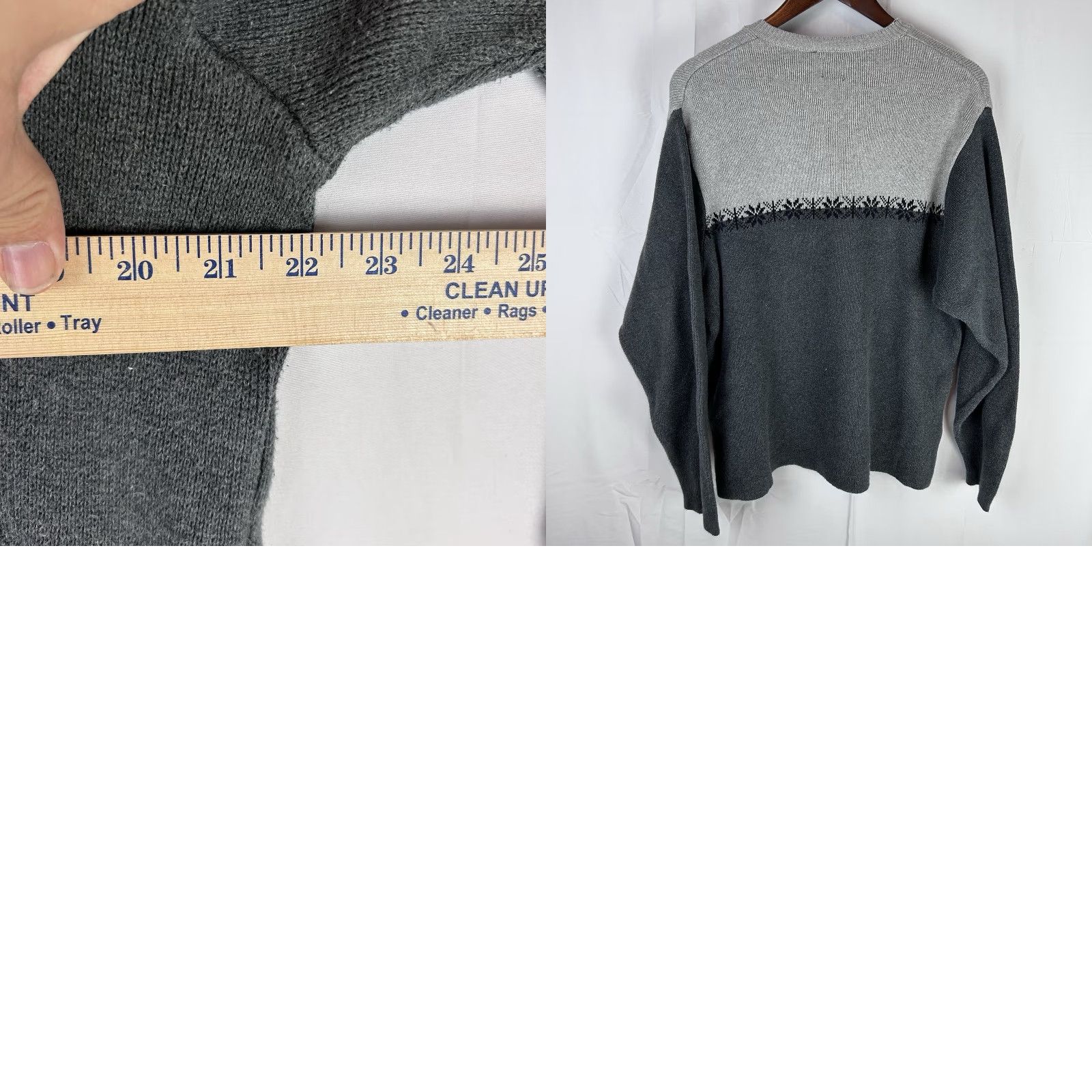Gap Gap Sweater V-Neck Pullover Long Sleeve Gray Medium Men Regular Knit Cotton Lightweight Breathing Pattern Striped Logo Size US M / EU 48-50 / 2 - 8 Thumbnail