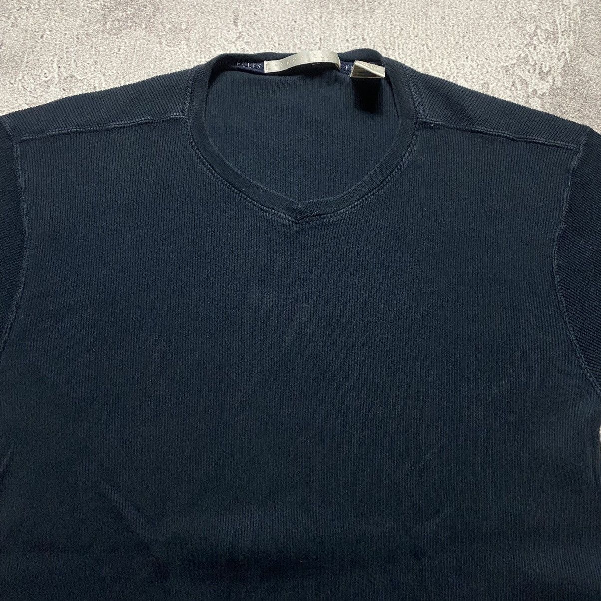 Perry Ellis × Vintage Vintage Perry Ellis Ribbed Balck Tee Size US L / EU 52-54 / 3 - 2 Thumbnail