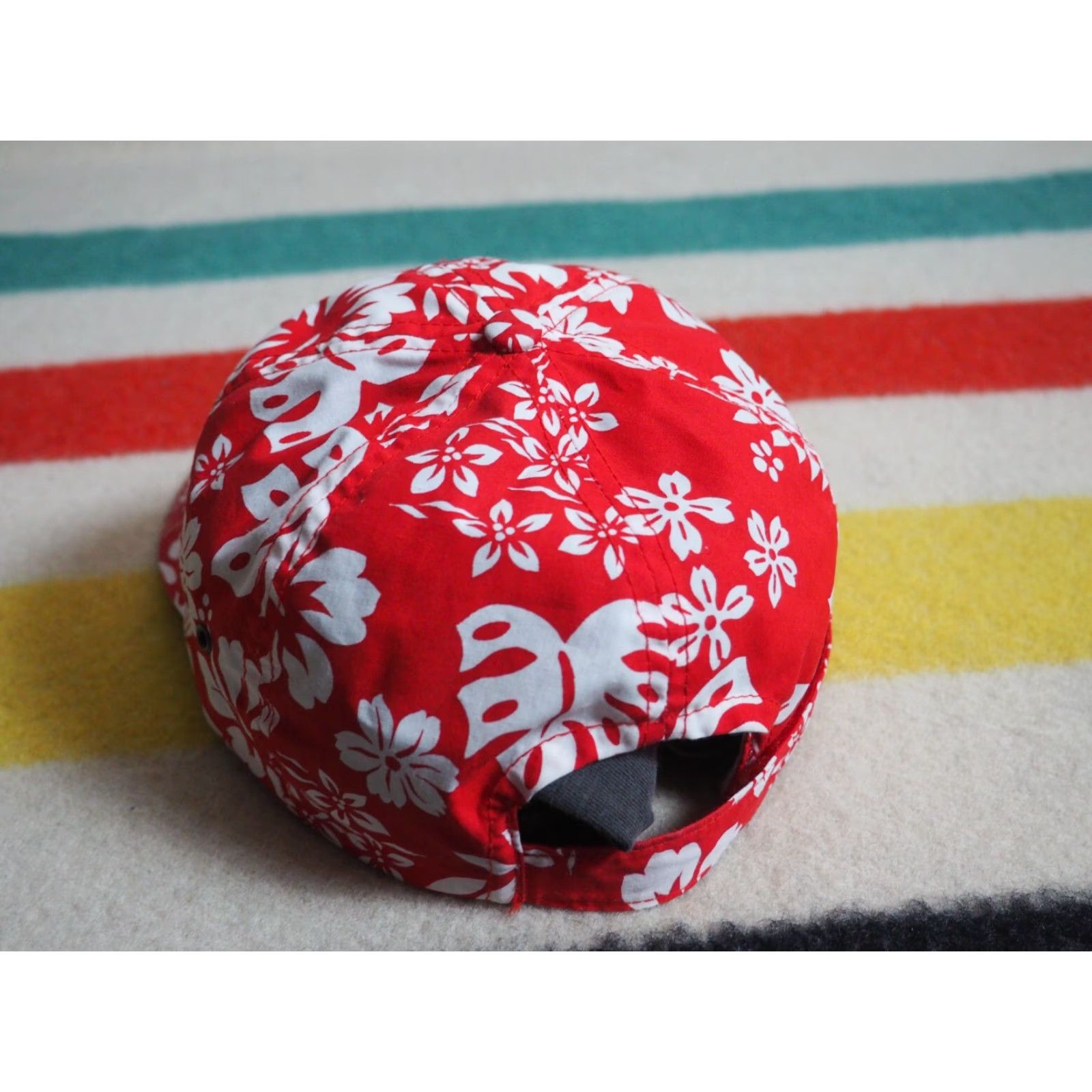Etro VTG 80s 90s Red White Floral Hawaiian Retro Surf Beach Strapback Hat Cap OSFM Size ONE SIZE - 4 Thumbnail