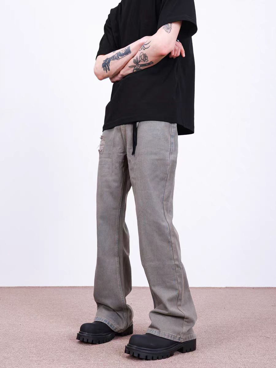 Japanese Brand × Jean Distressed straight-leg ripped slightly flared jeans Size US 32 / EU 48 - 4 Thumbnail