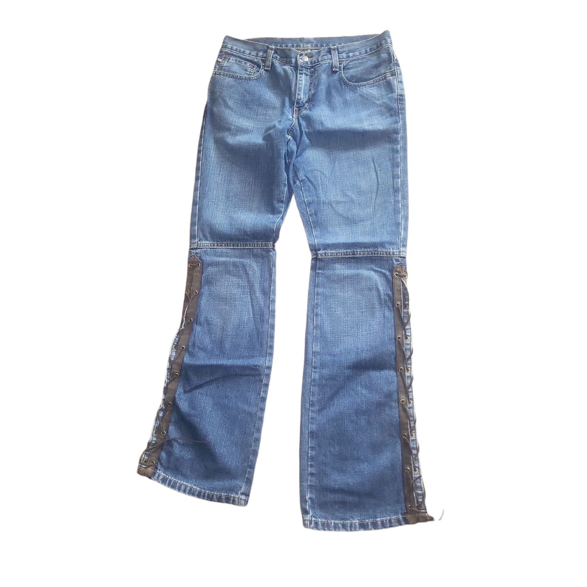 Ralph Lauren Ralph Lauren Jeans Women Sz 8 Lace Up Signature Denim Leathe Size 30" / US 8 / IT 44 - 2 Thumbnail