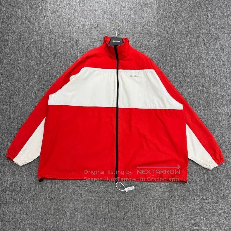 Balenciaga Balenciaga Red and White Patched Windbreaker Size US S / EU 44-46 / 1 - 1 Thumbnail