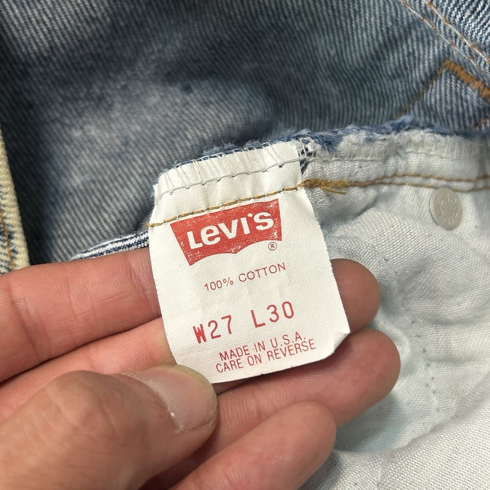 Levi's 70s Acid wash Levis 501 Jeans Student Fit Men 27x30 Straight Size US 27 - 4 Thumbnail