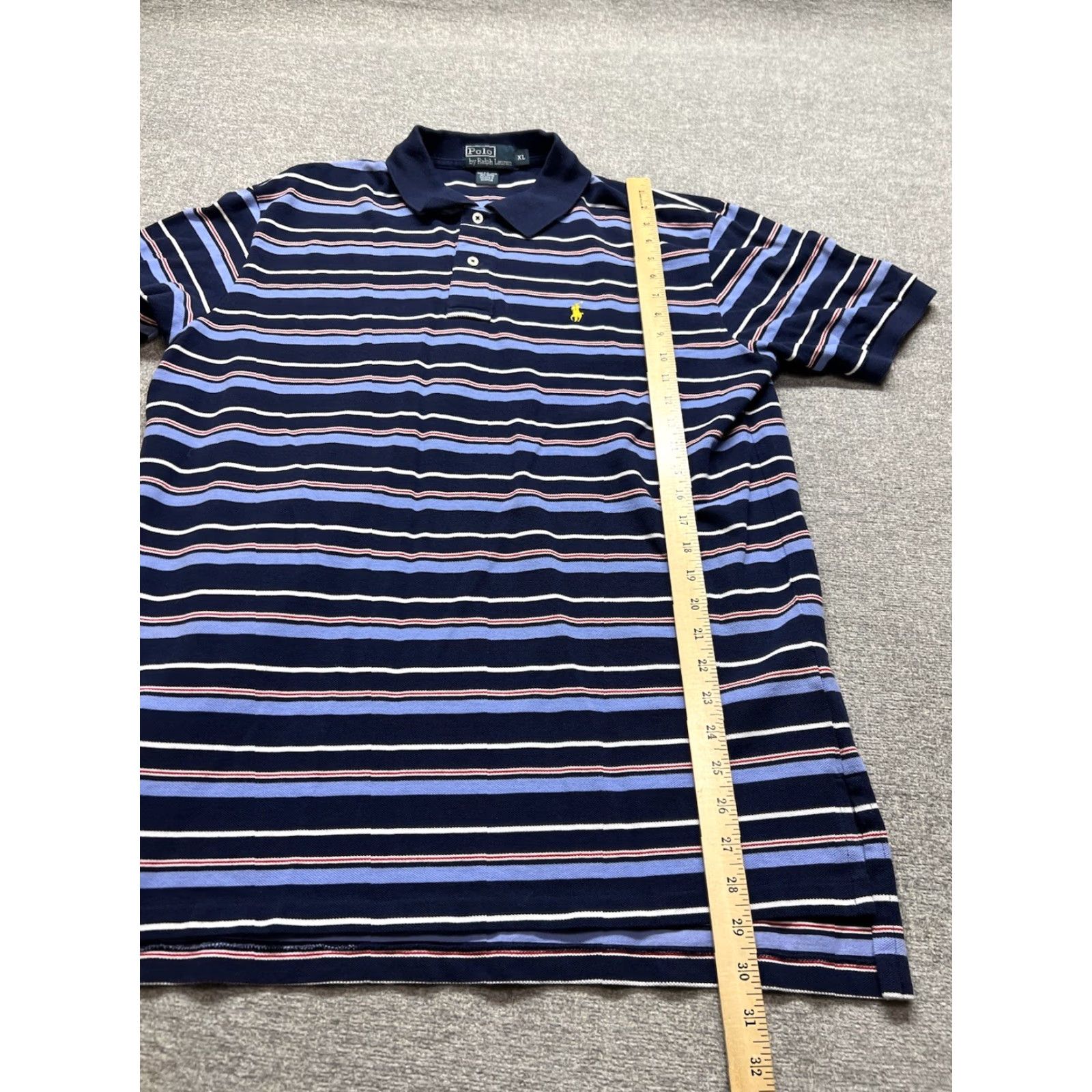 Ralph Lauren VINTAGE Polo Golf Ralph Lauren Mens Extra Large Shirt Striped Blue Gold Pony Cotton Size US XL / EU 56 / 4 - 3 Thumbnail