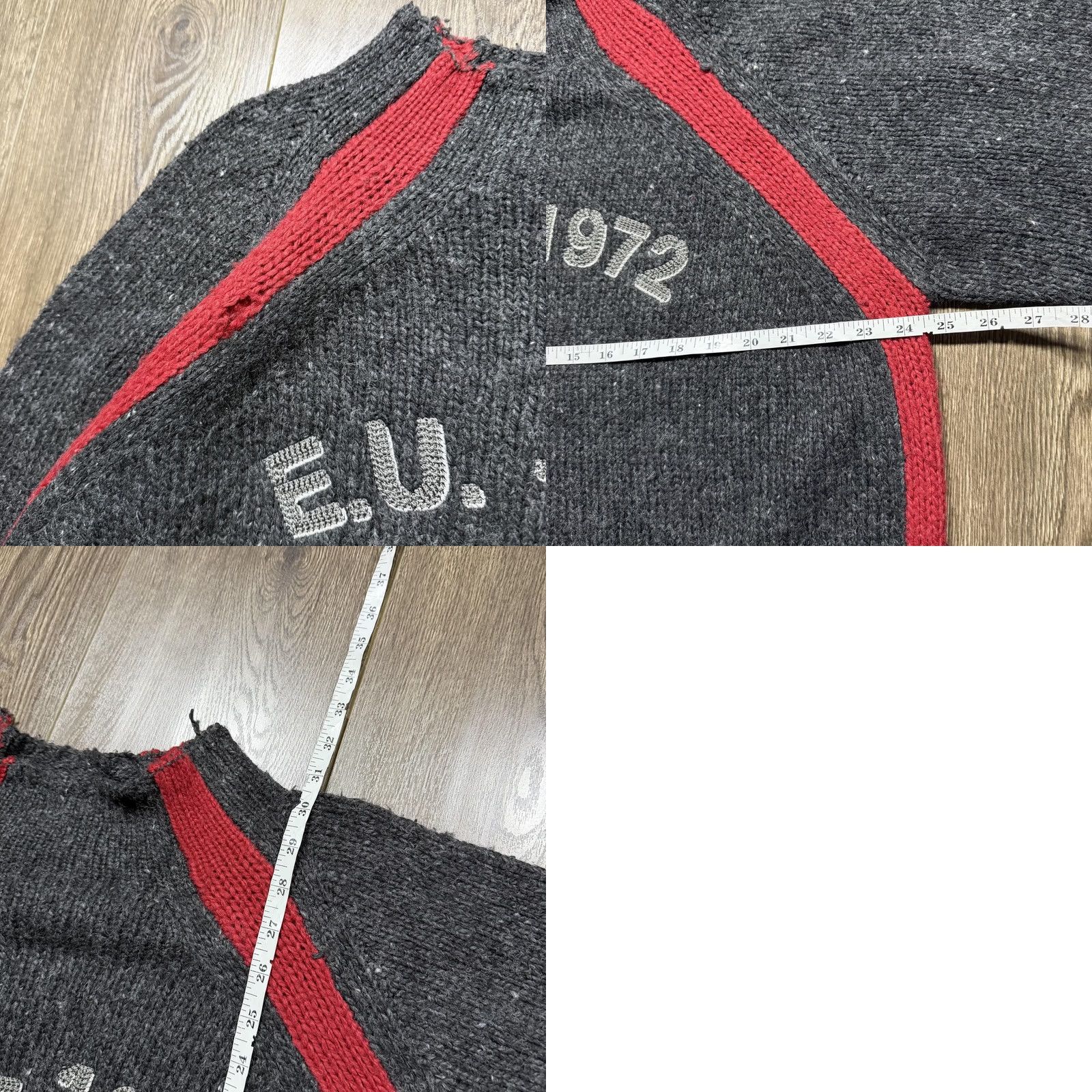 Ecko Unltd. Y2K Ecko Unltd Knit Sweater XL Gray Red Stripe Raglan Hip Hop Pullover Chunky Size US XL / EU 56 / 4 - 8 Thumbnail