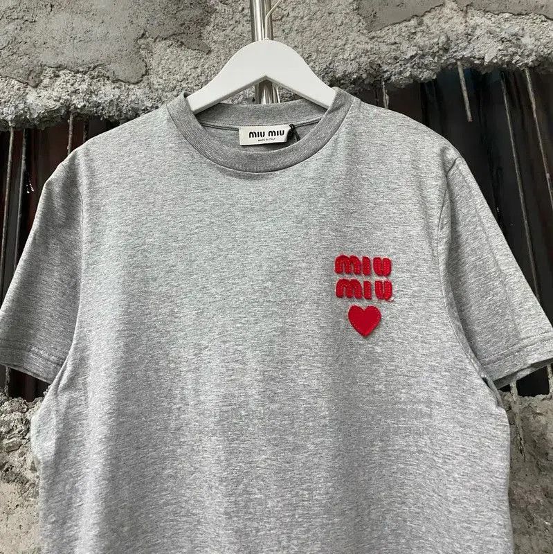 Miu Miu Miu Miu Gray Cotton Short Sleeve T-Shirt . Size M / US 6-8 / IT 42-44 - 3 Thumbnail