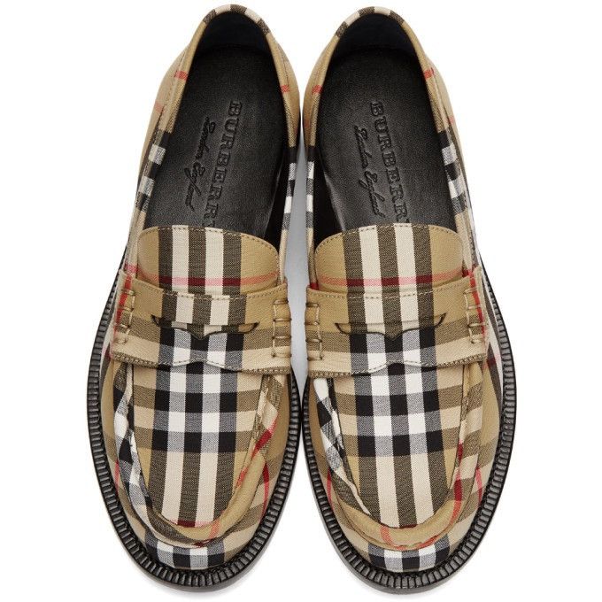 Burberry Burberry Beige Check Bedmont Loafers Size 10us Size US 10 / EU 43 - 1 Thumbnail