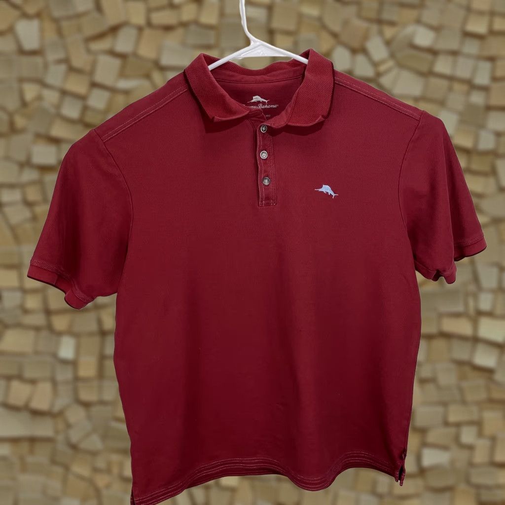 Tommy Bahama Tommy Bahama Polo Shirt XL Red Solid Short Sleeve Pima Cotton Blend Embroidered Logo Men's Shirt Size US XL / EU 56 / 4 - 1 Thumbnail