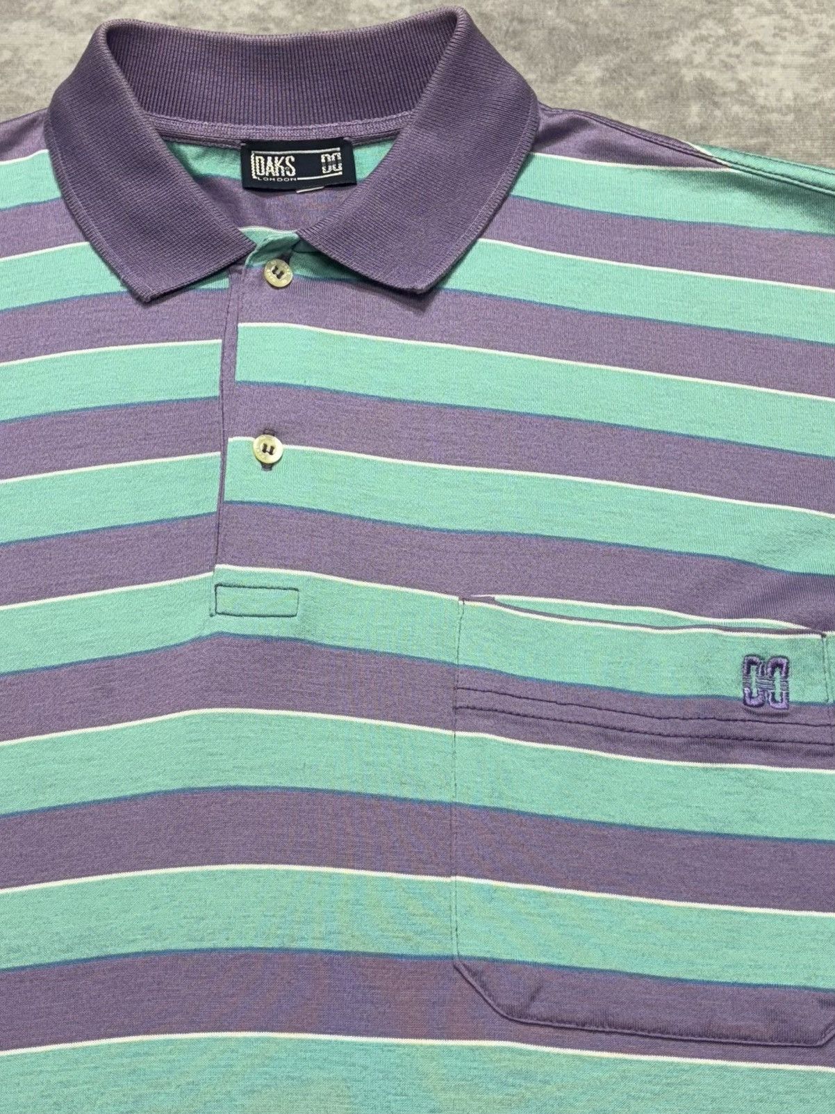 DAKS 90’s Vintage DAKS London Purple/ Teal Striped Polo Size US L / EU 52-54 / 3 - 2 Thumbnail