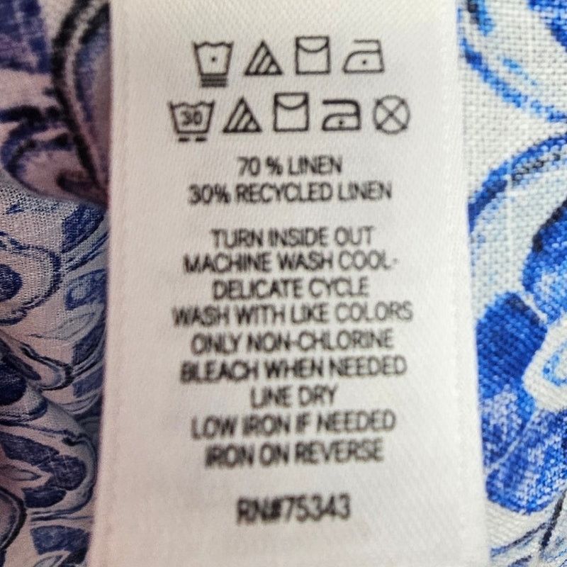 Signatures Sigrid Olsen Womens 100% Linen Tunic Sz L Geometric Coastal Size L / US 10 / IT 46 - 7 Thumbnail