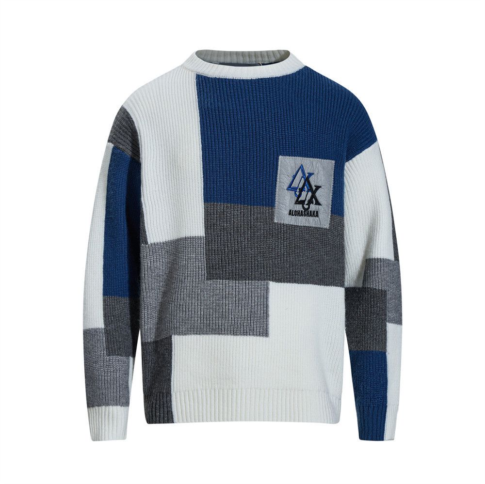 Vintage Men's trendy irregular round neck knitted sweater Size US M / EU 48-50 / 2 - 1 Thumbnail