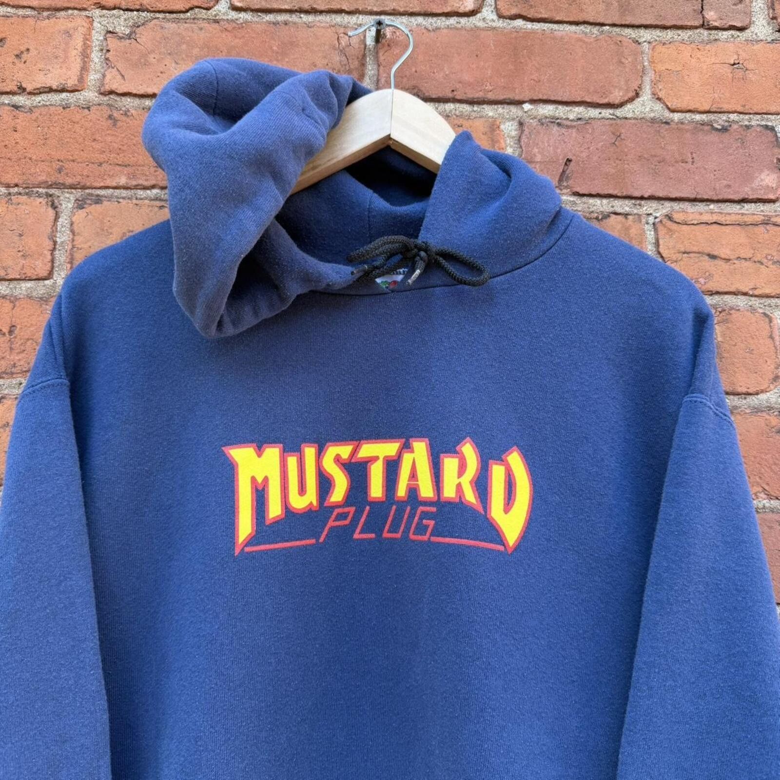 Fruit Of The Loom Vintage mustard plug thrasher rip hoodie 90s/00s L Size US L / EU 52-54 / 3 - 2 Thumbnail