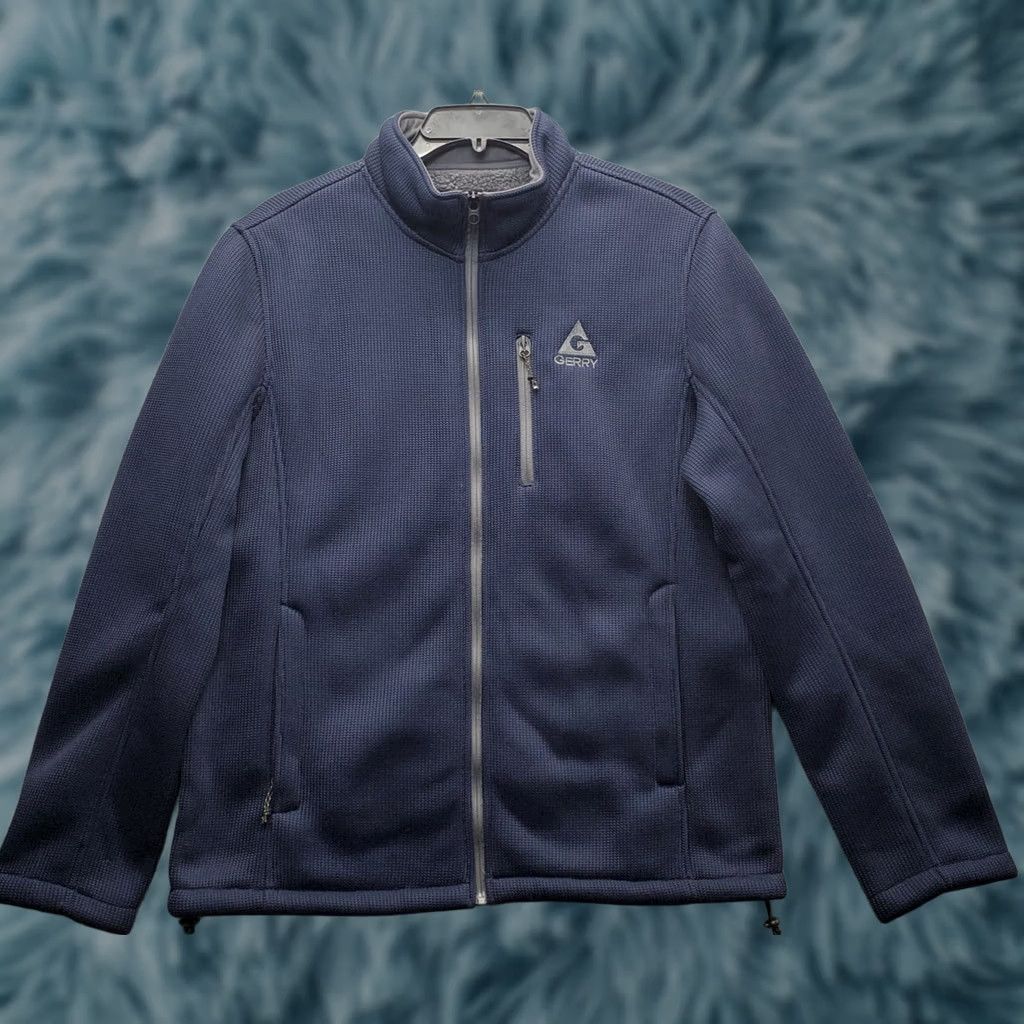 Logo 7 Gerry Jacket Mens L Navy Sherpa Lined Embroidered Logo Adjustable Drawcord Hem Shirt Size US L / EU 52-54 / 3 - 1 Thumbnail