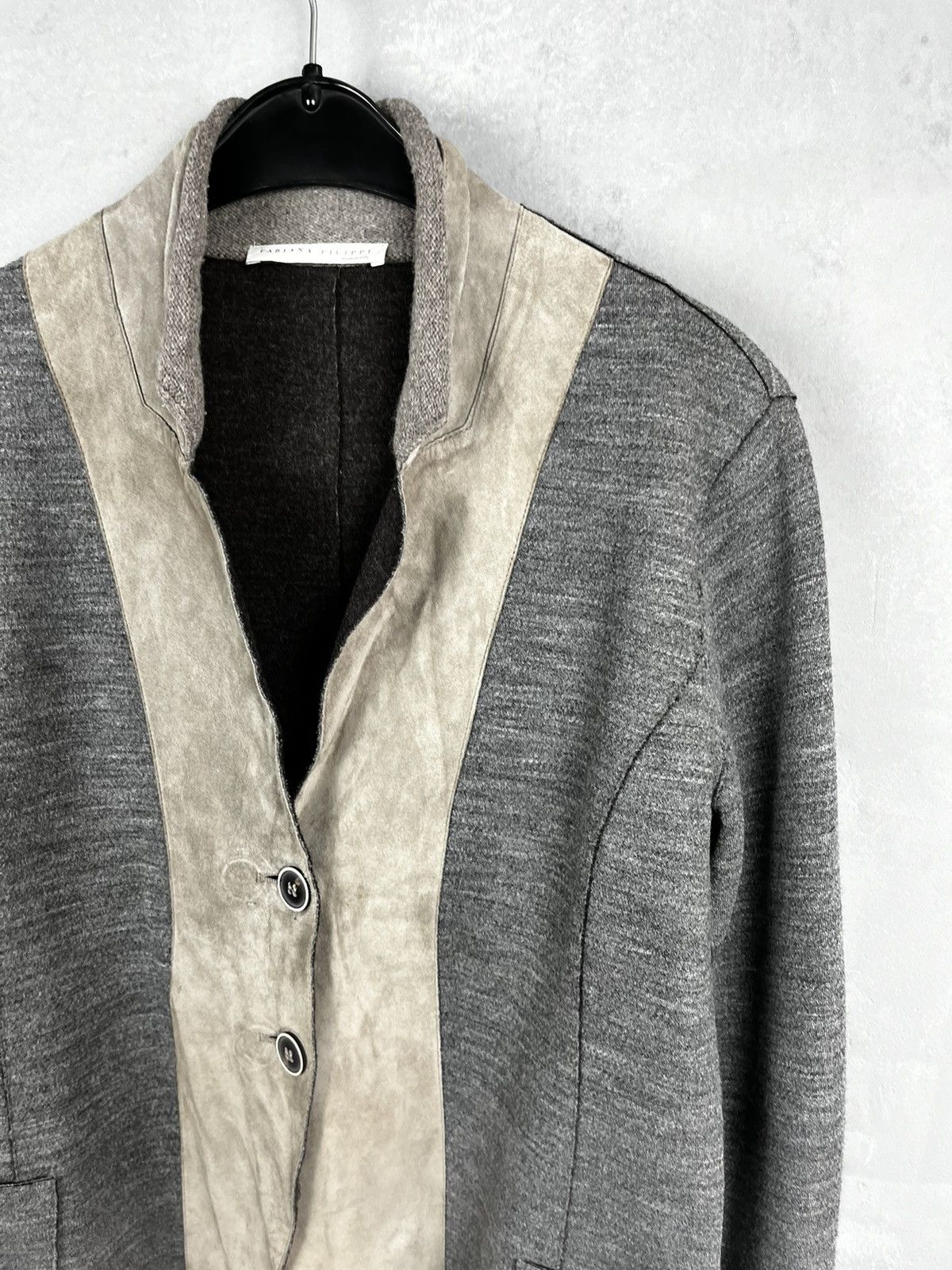 Fabiana Filippi Fabiana Filippi leather wool blazer jacket Size L / US 10 / IT 46 - 9 Thumbnail