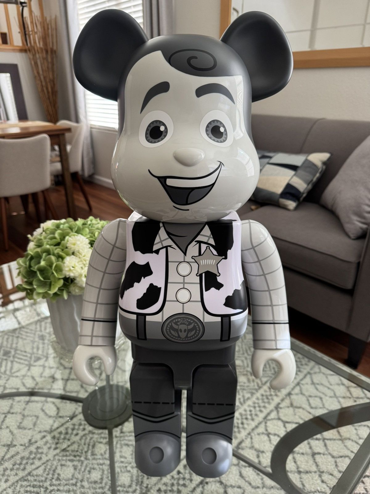 Woody Toy Story Black & White 1000% Bearbrick Figure No Box