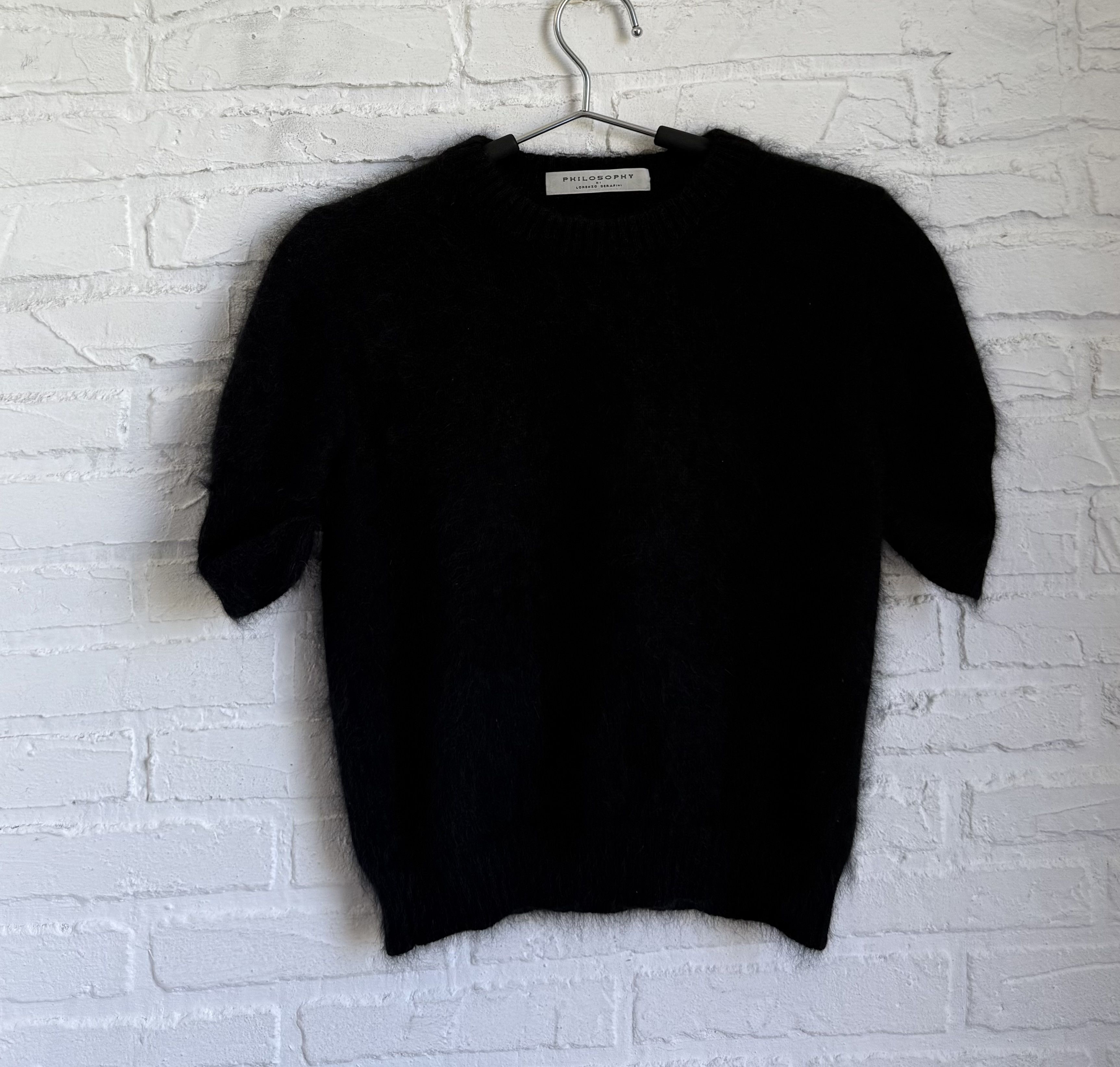 Philosophy di Lorenzo Serafini Philosophy Di Lorenzo Serafini Black Angora Mohair Knit Top Size S / US 4 / IT 40 - 3 Thumbnail