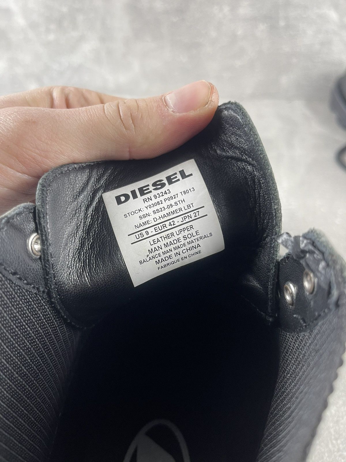 Diesel Diesel Leather Combat Boots Black Ribbed Panel Chunky Sole Size US 9 / EU 42 - 7 Thumbnail