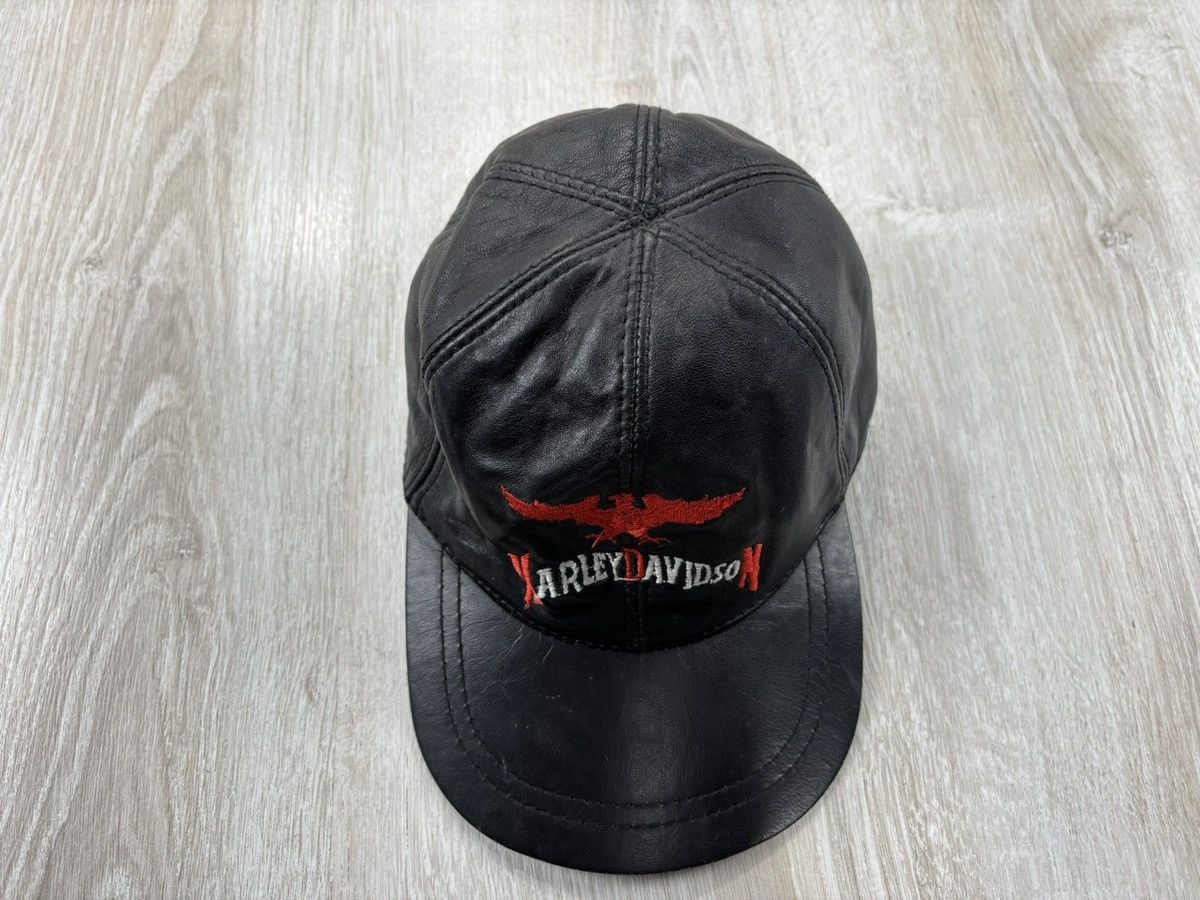 Vintage Mens leather cap Harley Davidson Size ONE SIZE - 4 Thumbnail