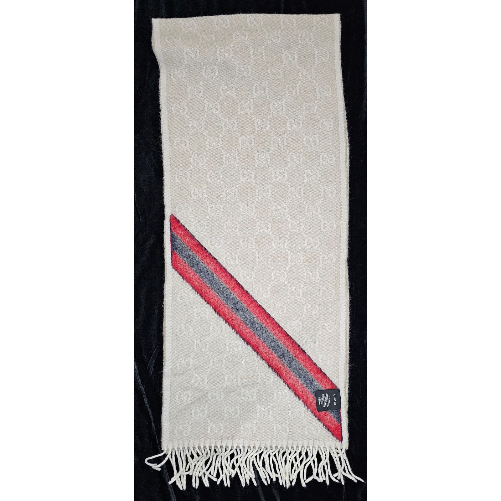Gucci Gucci Muffler Stole Wool GG Pattern Fringe -White/Cream Size ONE SIZE - 5 Thumbnail