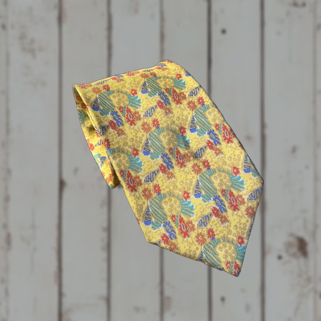 George GEORGES DUBOEUF Silk Tie Men Gold Green Red Blue Made in FRANCE Geometric Pattern Classic Length 57"-60" Gift Tied Pre-owned Mens Size ONE SIZE - 1 Thumbnail