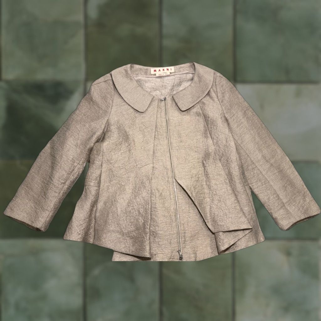 Marni Marni Gray Linen Blend Blazer Jacket Women's Size 4 US Short زip Up Made in Italy Size S / US 4 / IT 40 - 1 Thumbnail