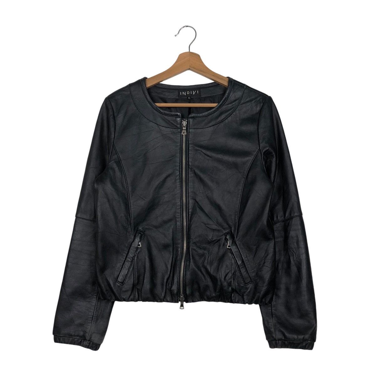 Japanese Brand 📌Vintage Cropped Leather Biker Jacket Indivi Japan Size US M / EU 48-50 / 2 - 2 Thumbnail