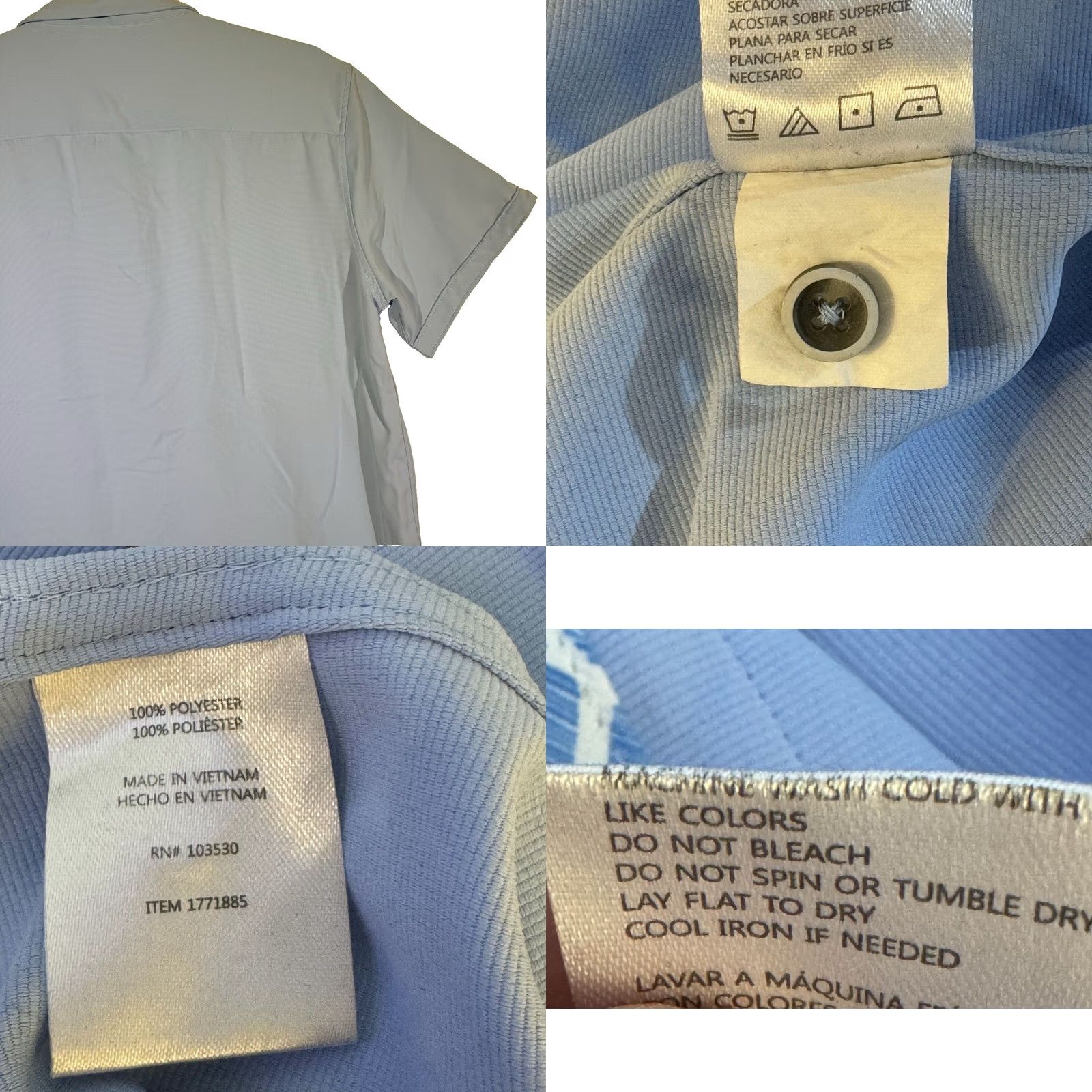 Vintage Age of Wisdom Shirt 2XL Blue Men’s Short‑Sleeve Button‑Up 100% Polyester M232 Size US XXL / EU 58 / 5 - 9 Thumbnail