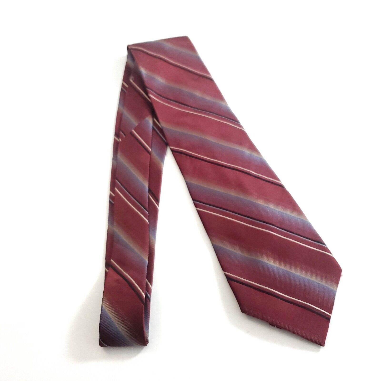 Perry Ellis Perry Ellis Portfolio Red Striped Woven Silk Tie Size ONE SIZE - 6 Thumbnail