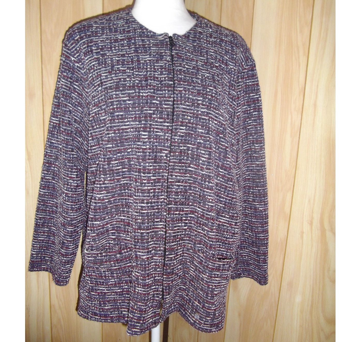 Other Bon Worth Vintage Striped High Neck Long Sleeve Jacket LP Size L / US 10 / IT 46 - 1 Thumbnail