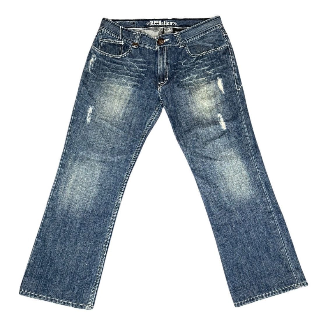 Affliction × Vintage Vintage Y2k Affliction Distressed Grunge Goth Jeans 36x34 Size US 36 / EU 52 - 1 Thumbnail