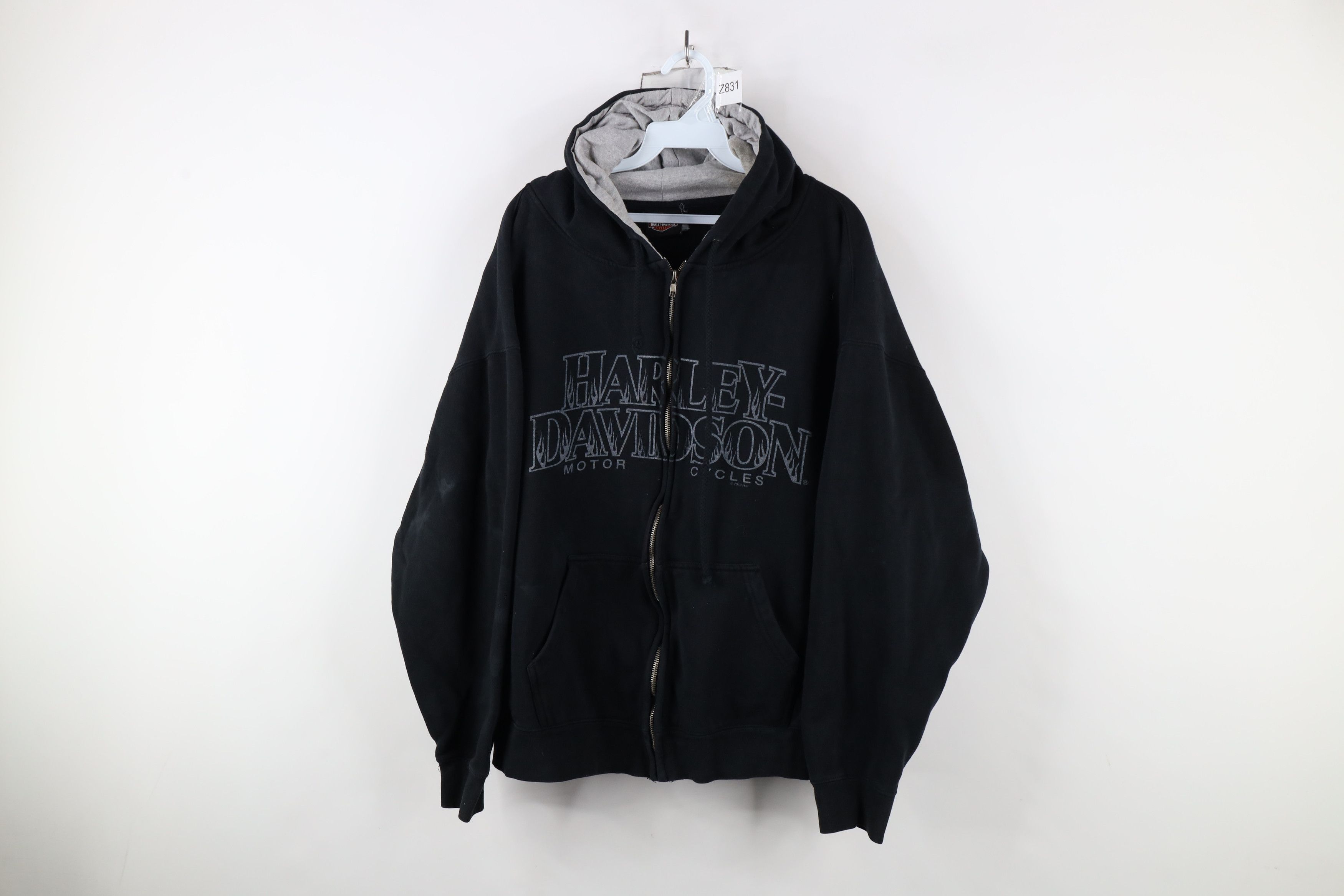 Harley Davidson × Vintage Vintage Y2K Harley Davidson Flames Full Zip Hoodie Black Size 3XL / US 20-22 - 1 Thumbnail