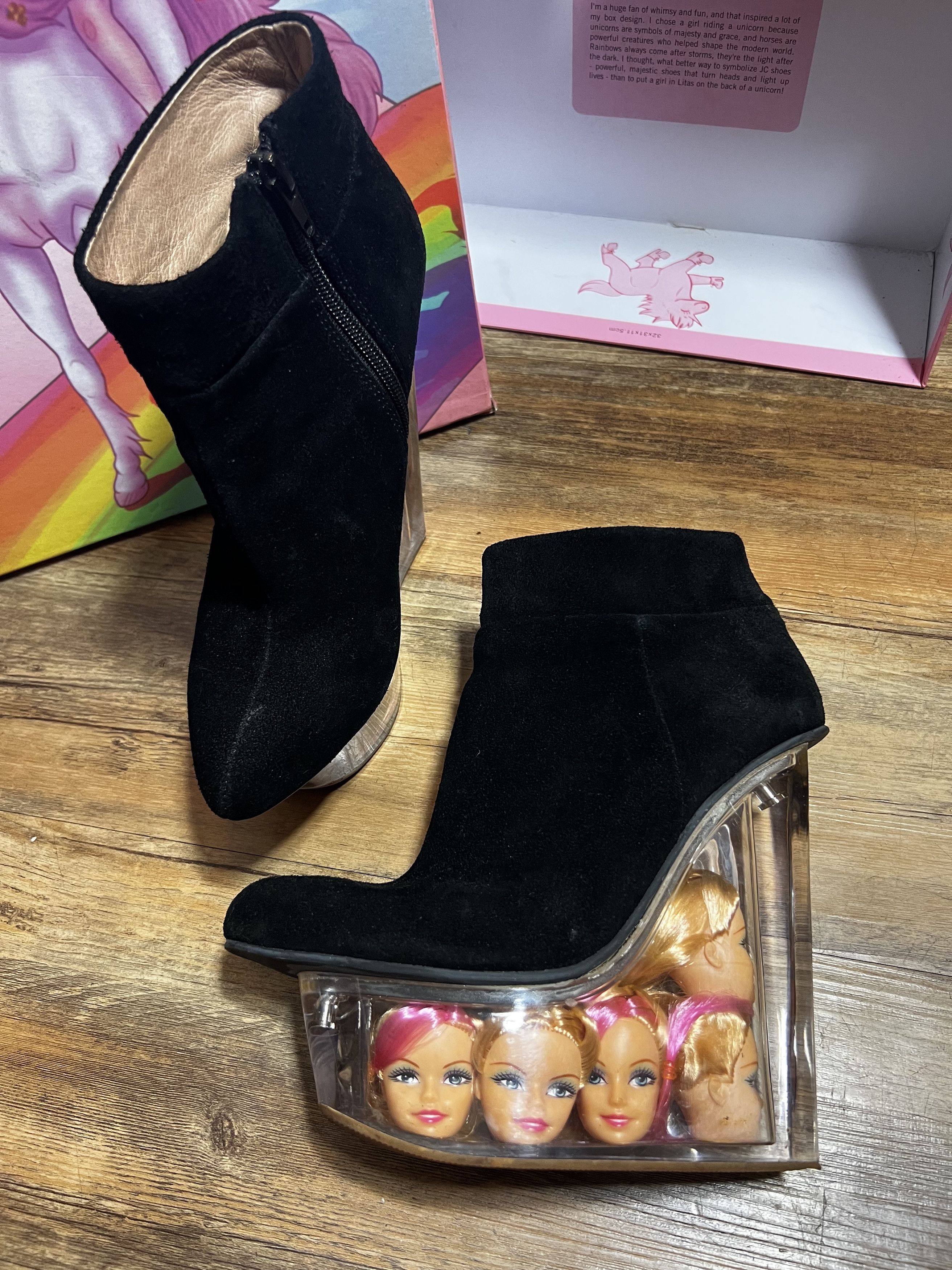 Jeffrey Campbell RARE Deadstock Jeffery Campbell ICY Barbie Head Suede Boots Size US 7.5 / IT 37.5 - 5 Thumbnail