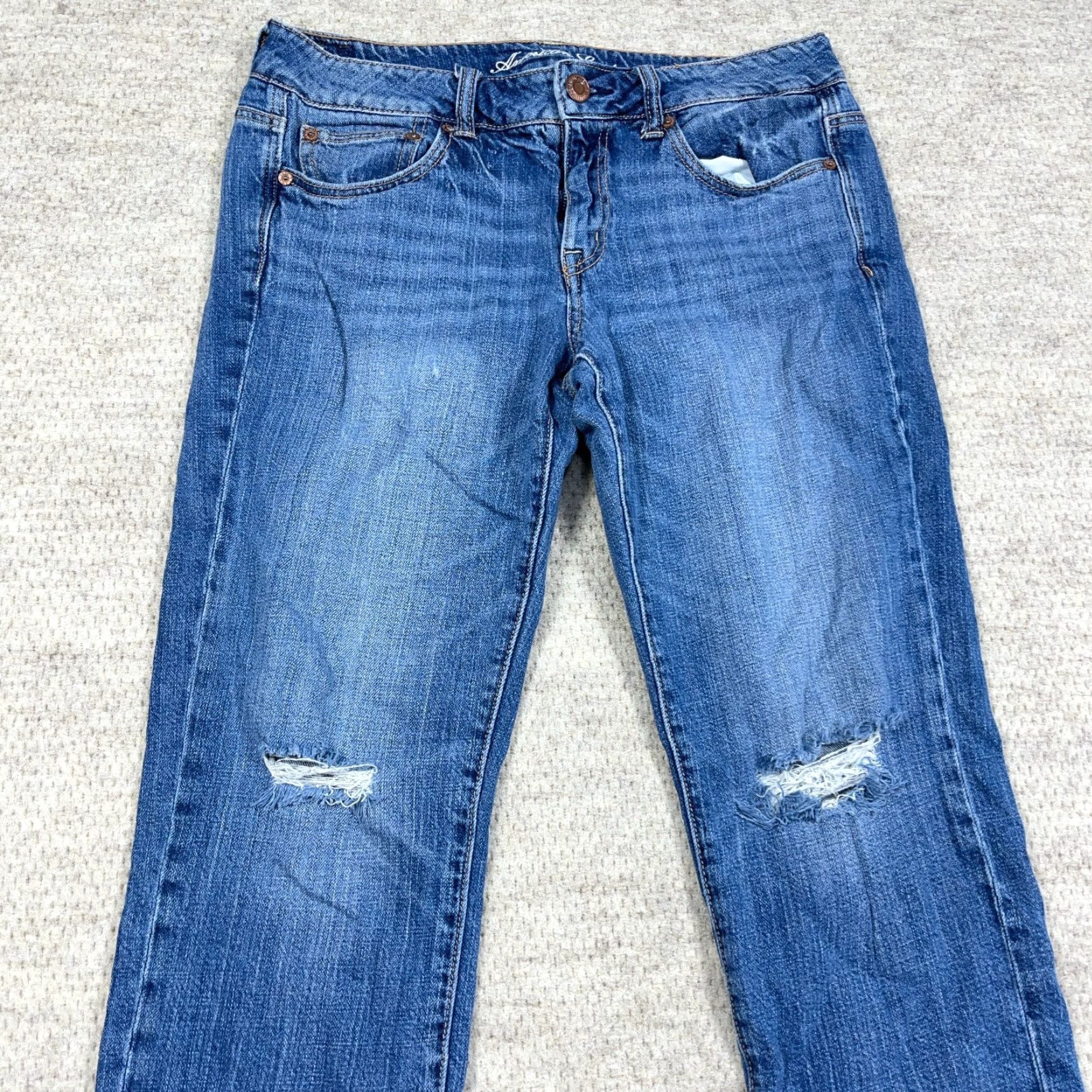 American Eagle Outfitters American Eagle Outfitters Jeans Women 8 Boyfriend Distressed Blue Cotton Spandex Regular Fit 5-Pocket Denim Jeans Womens Boys? Size 32" / US 10 / IT 46 - 5 Thumbnail