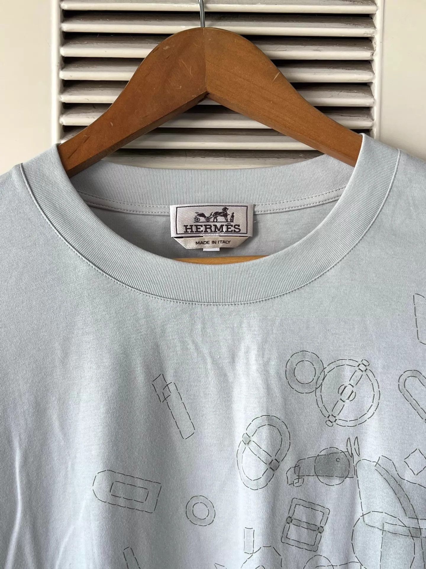 Hermes Hermès Men's Short Sleeve Tee Fog Gray XL Horse Motif Size US XL / EU 56 / 4 - 3 Thumbnail