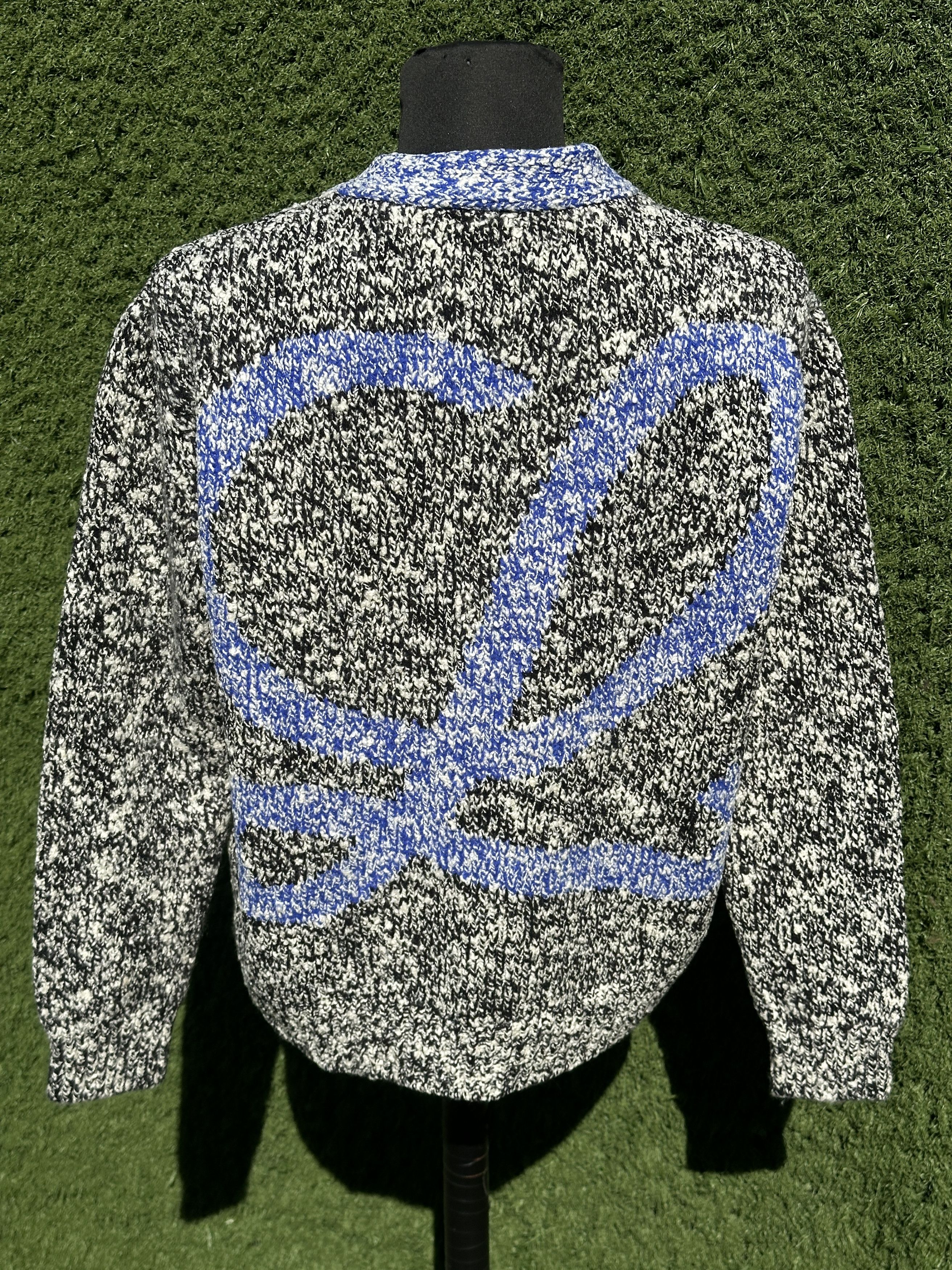 Loewe Loewe Wool Cardigan XL Blue Logo Back Knit Dropped Shoulder Size US XL / EU 56 / 4 - 11 Thumbnail
