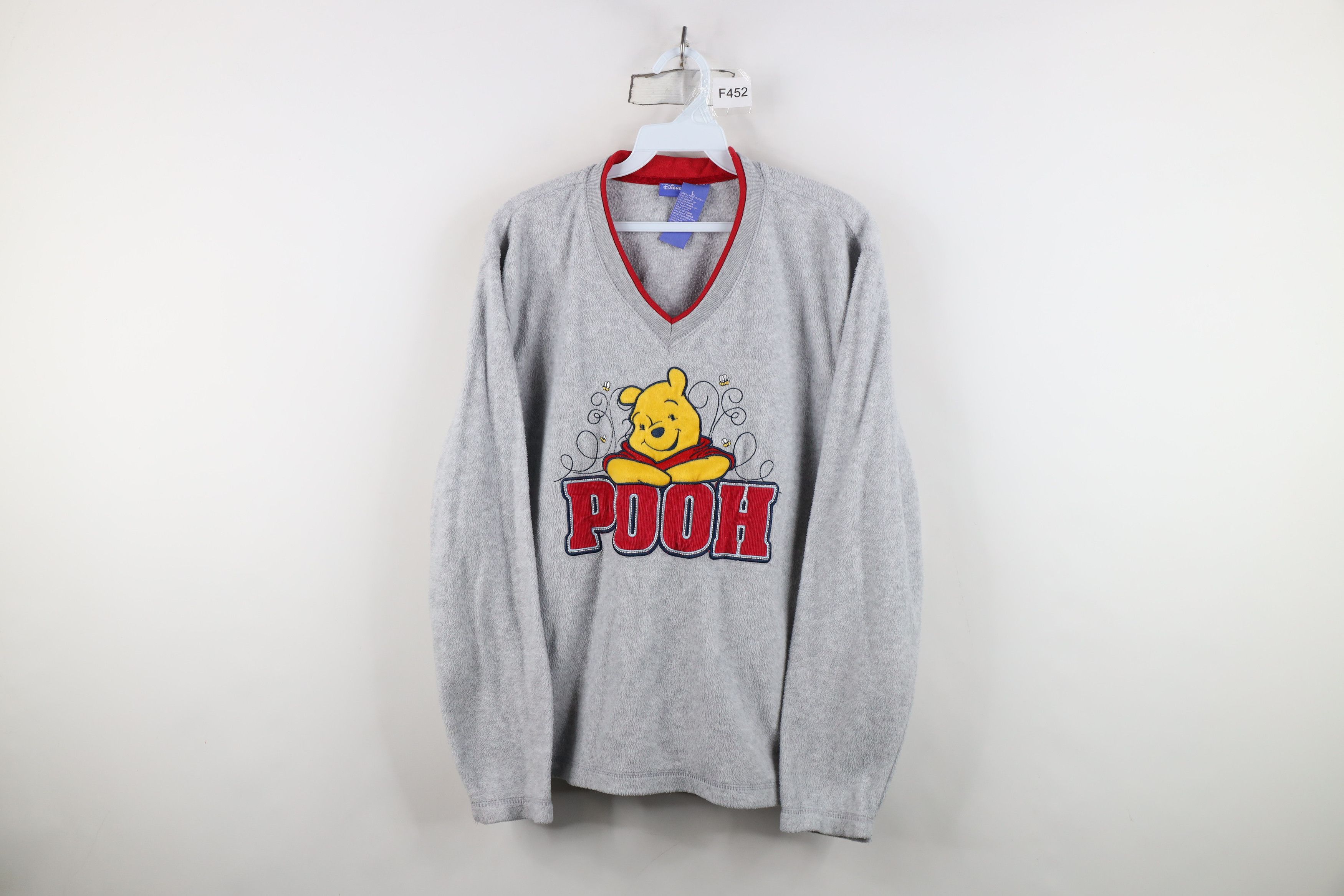 Disney Vintage 90s Y2K Disney Winnie the Pooh V-Neck Sweatshirt Size L / US 10 / IT 46 - 1 Thumbnail