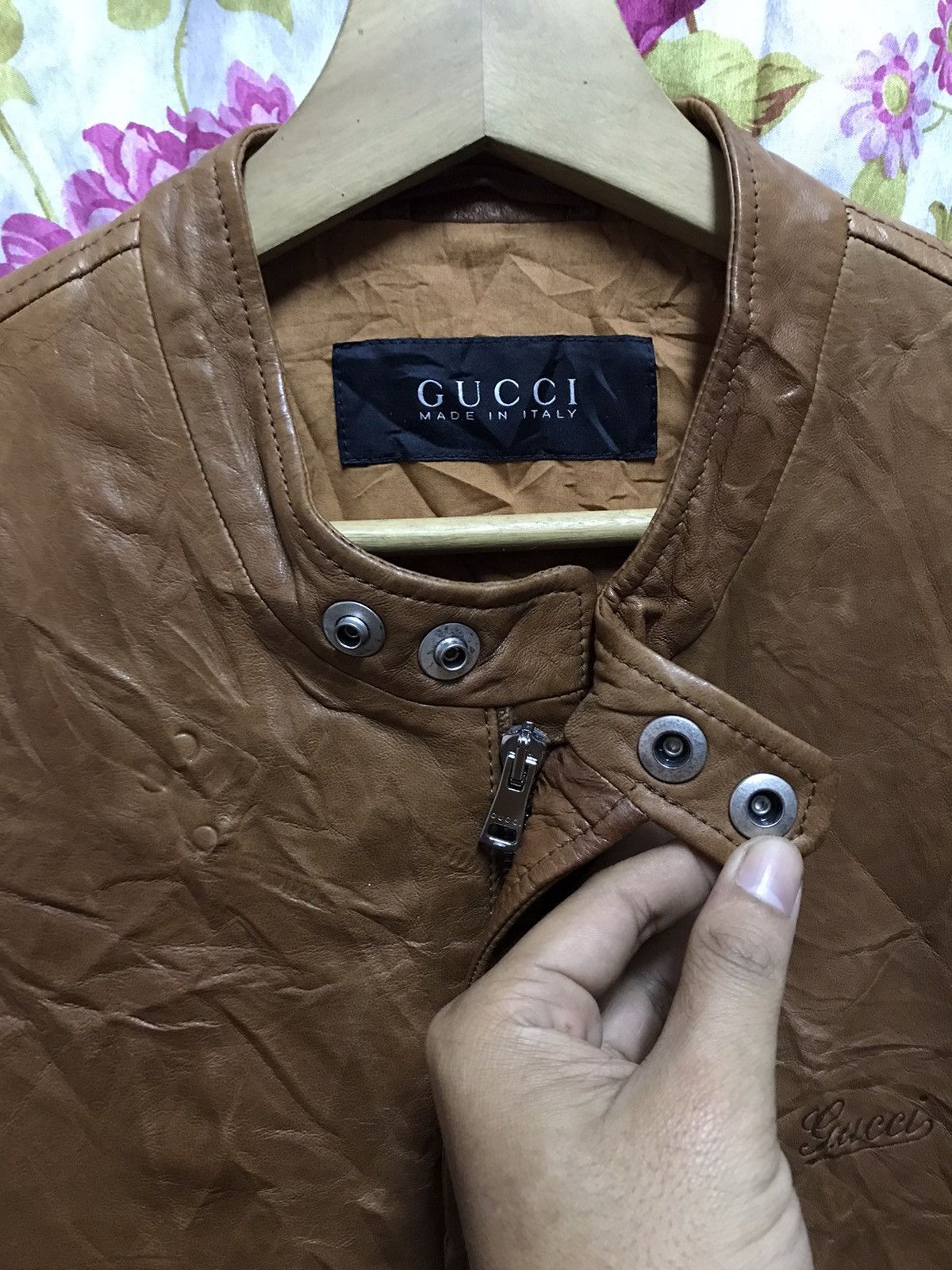 Gucci Authentic Gucci Brown Leather knittes Slevee Long Jacket Size US M / EU 48-50 / 2 - 8 Thumbnail