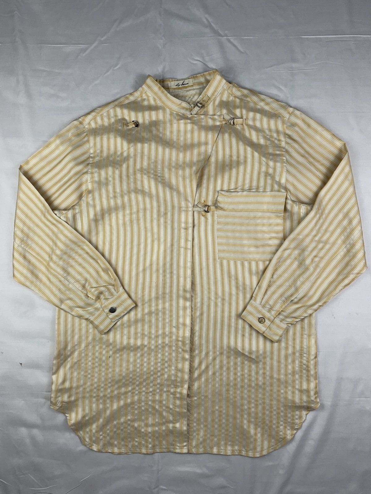 Japanese Brand 1990s Az-barca Japan Stripes Double Collar Button up Shirt Size L / US 10 / IT 46 - 1 Thumbnail