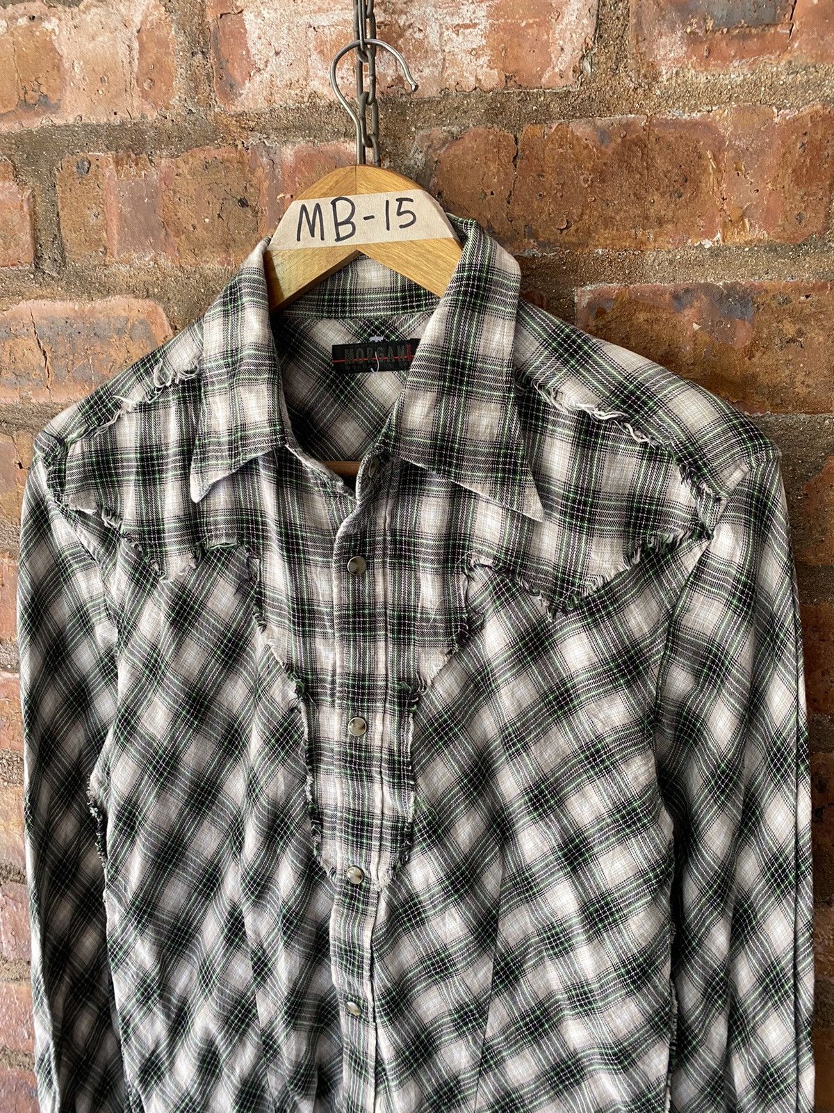 5351 POUR LES HOMMES 2000s Morgan Home Unfinished fringe shadow shirt Size US M / EU 48-50 / 2 - 6 Thumbnail