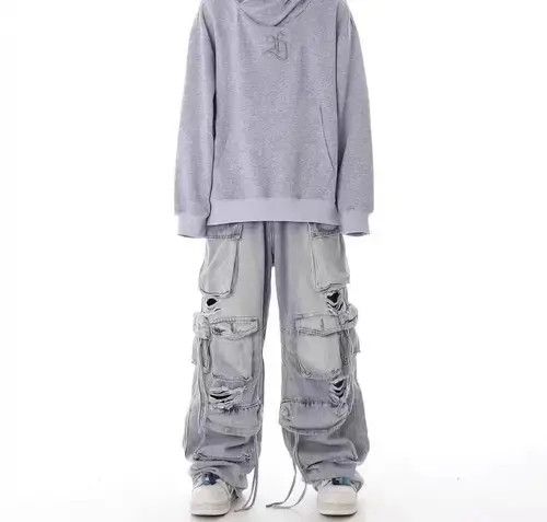 Japanese Brand × Jean Street hip hop grunge ripped wide leg jeans Size US 32 / EU 48 - 2 Thumbnail