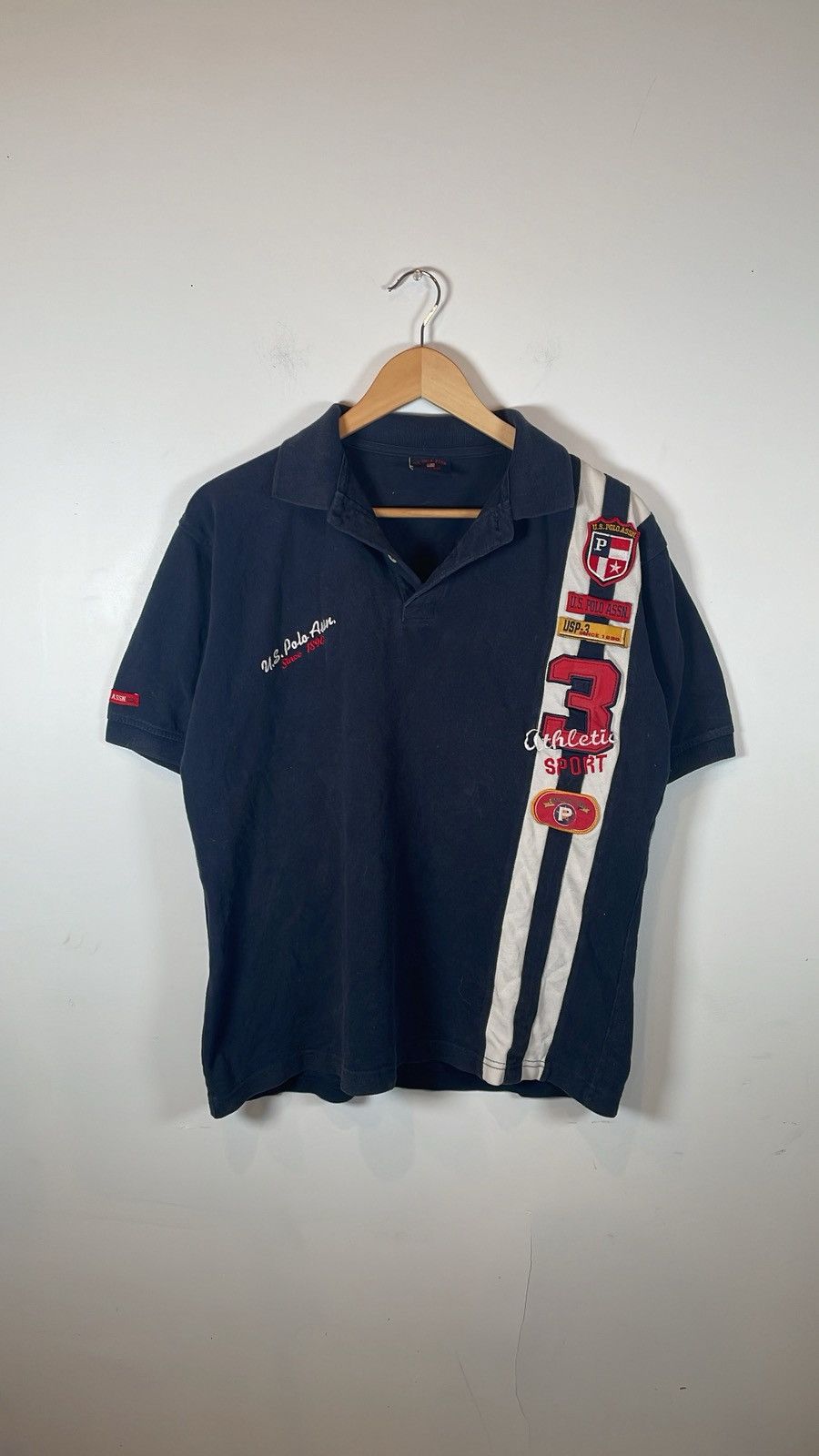 U.S. Polo Assn. Navy Polo Shirt Athletic Sport Patch Design