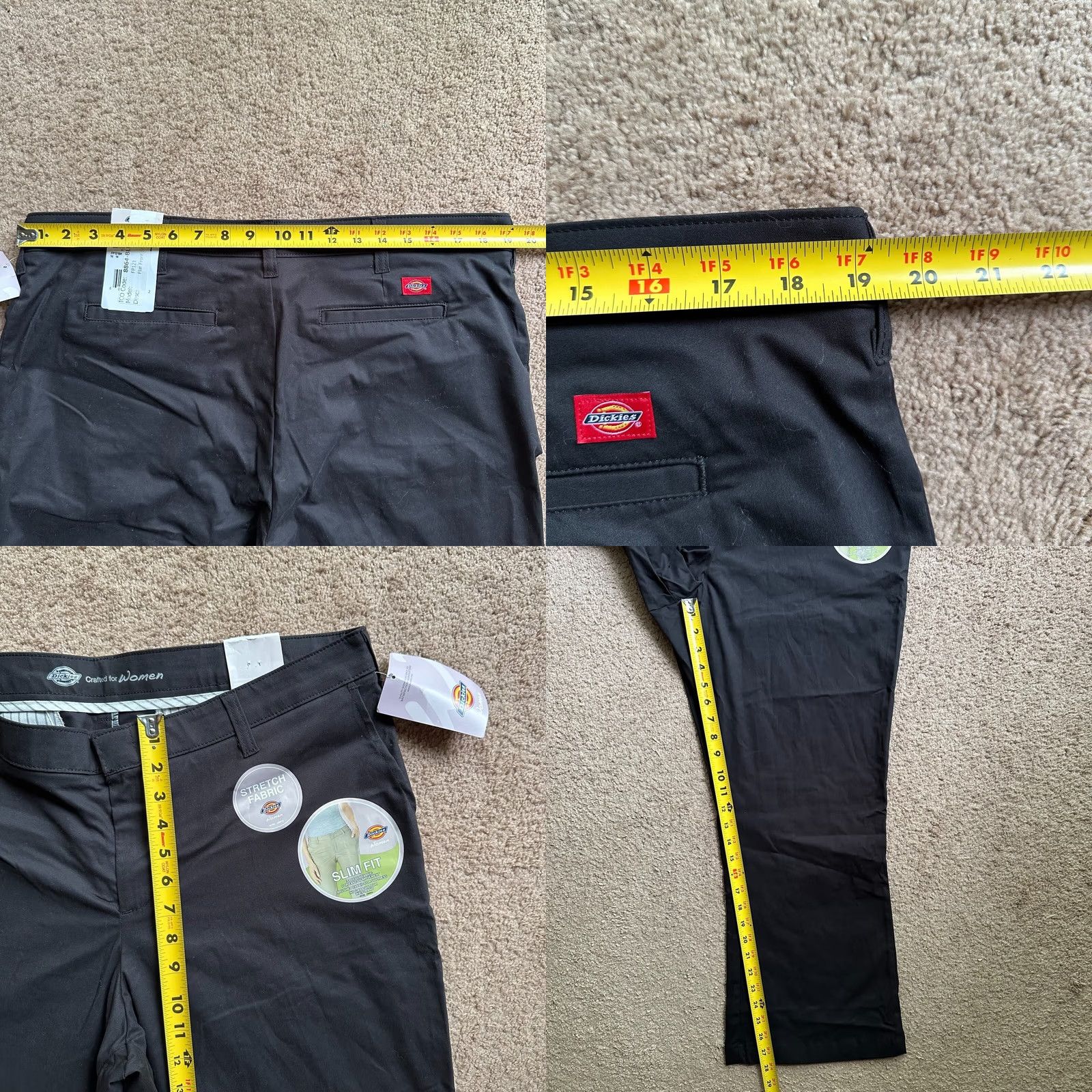 Dickies Dickies Pants Womens 18 (38x28) Slim Fit Bootcut Black Twill Work High Rise Size 26" / US 2 / IT 38 - 9 Thumbnail